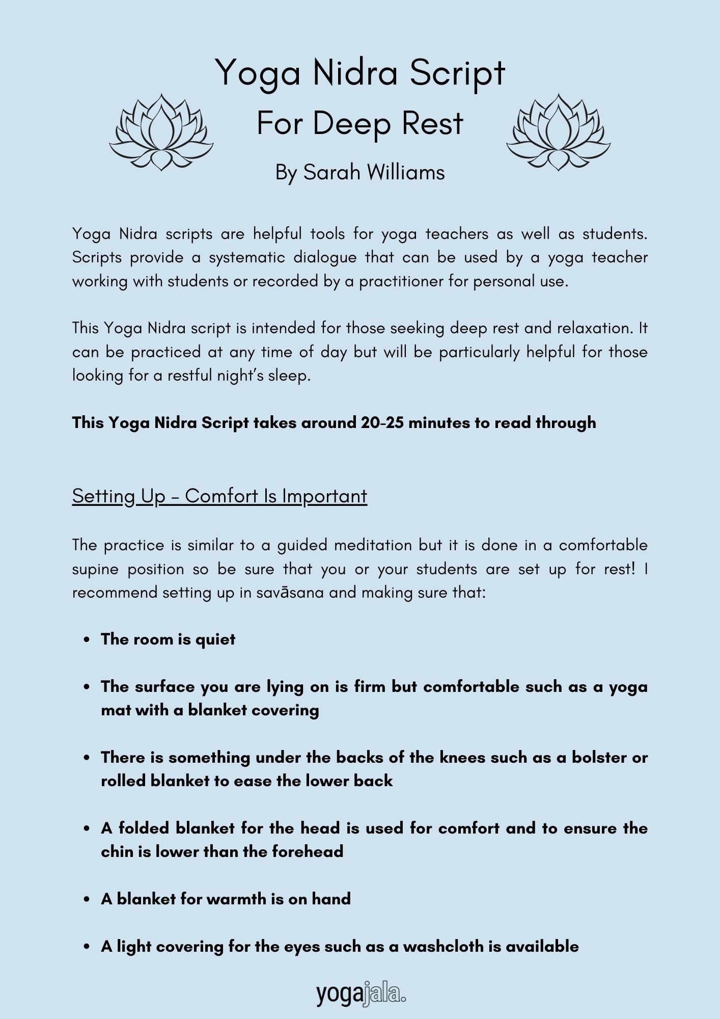 Free Yoga Nidra Script For Deep Rest And Relaxation